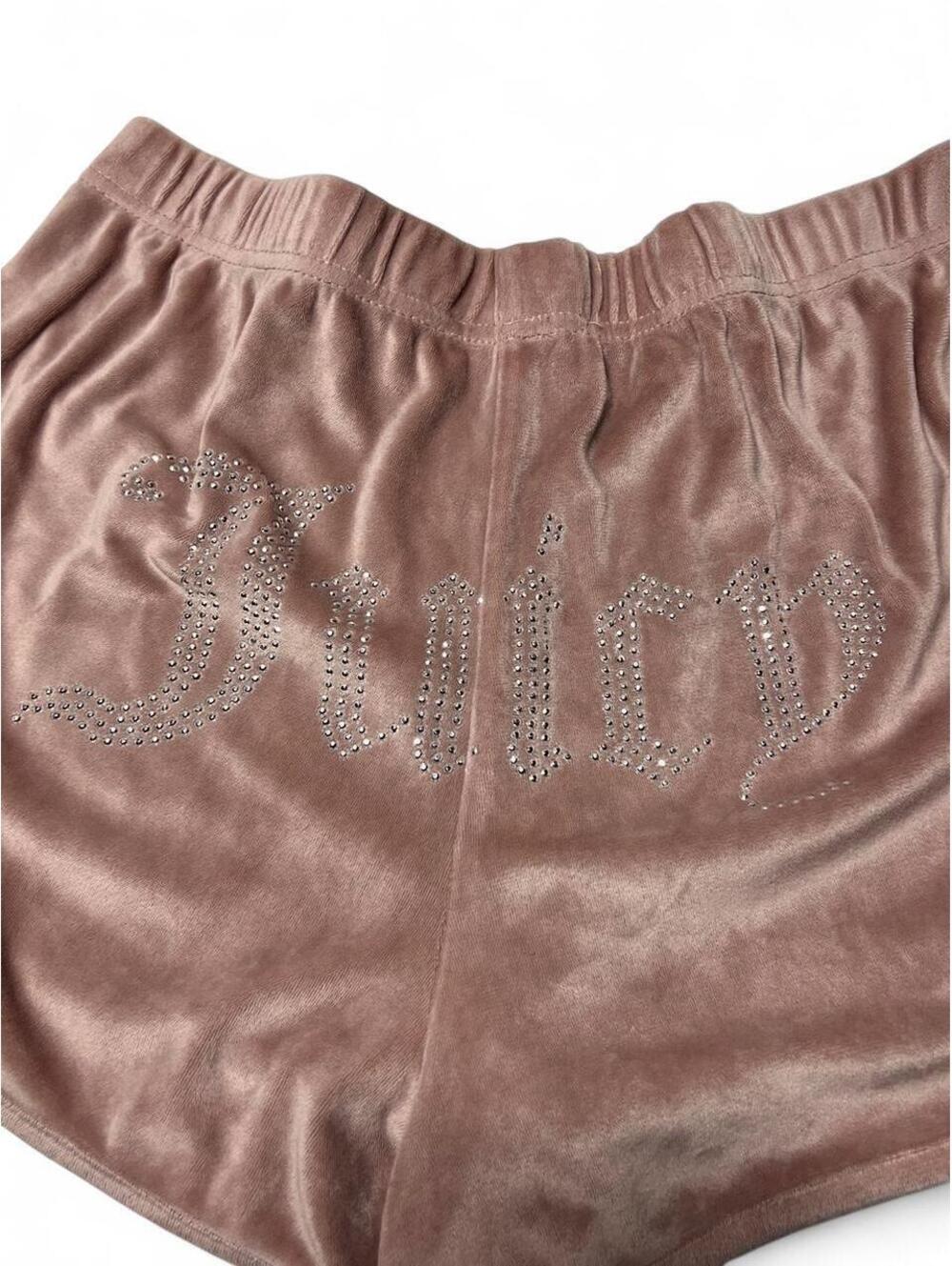 Juicy Couture Shorts Womens Medium Mauve Pink Velour Rhinestone Bedazzled Juicy